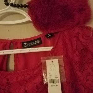 NY& Company Red Lace  Medium Blouse with Heart Shaped Bag